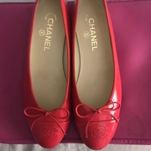 Chanel ballet flats patent pink size 38.5